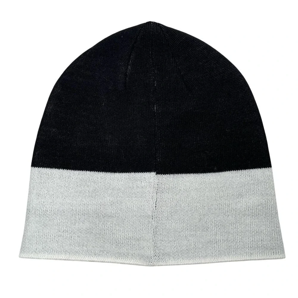 Kate Spade New York Beanie Hat +‎ Gloves Black White Oversized Spade Wool Blend